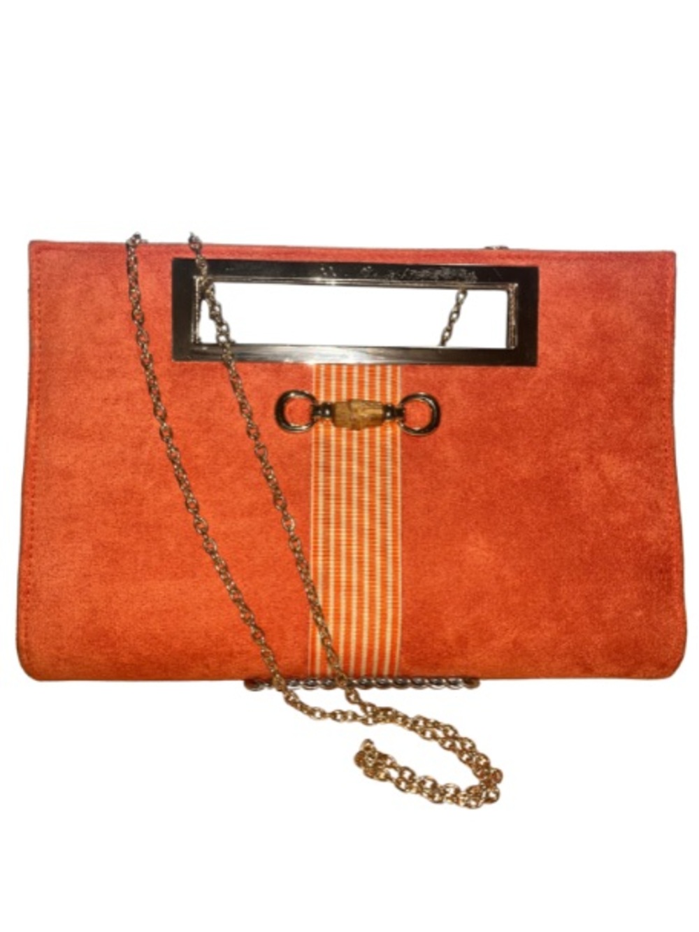 Lisi Lerch Orange Suede Chloe Clutch Crossbody Bag - Good Condition
